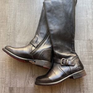 BED|STU Black Leather Heeled Boots